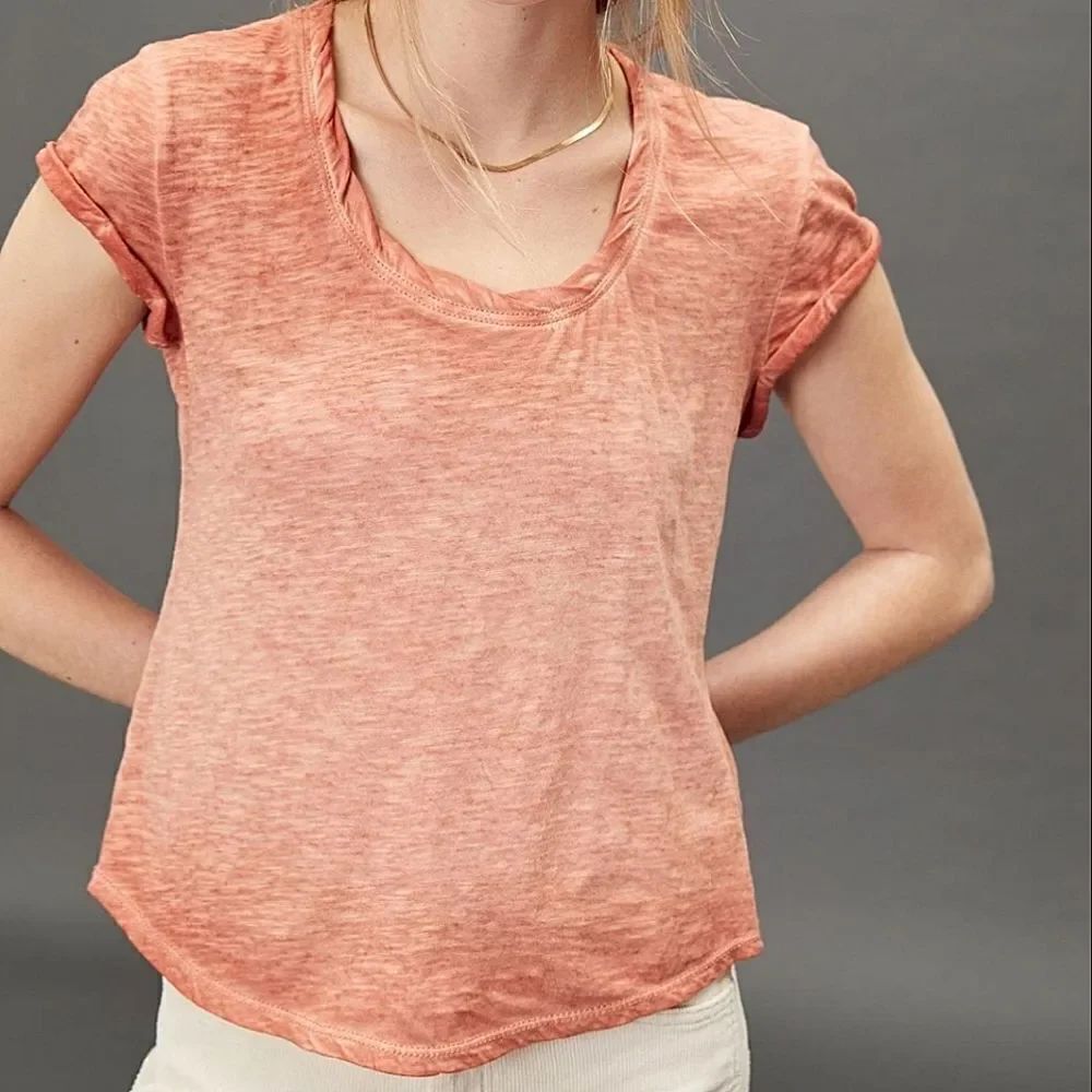 Anthropologie Pilcro Women's Cedar Twist Neck Short Sleeve Pullover Tee